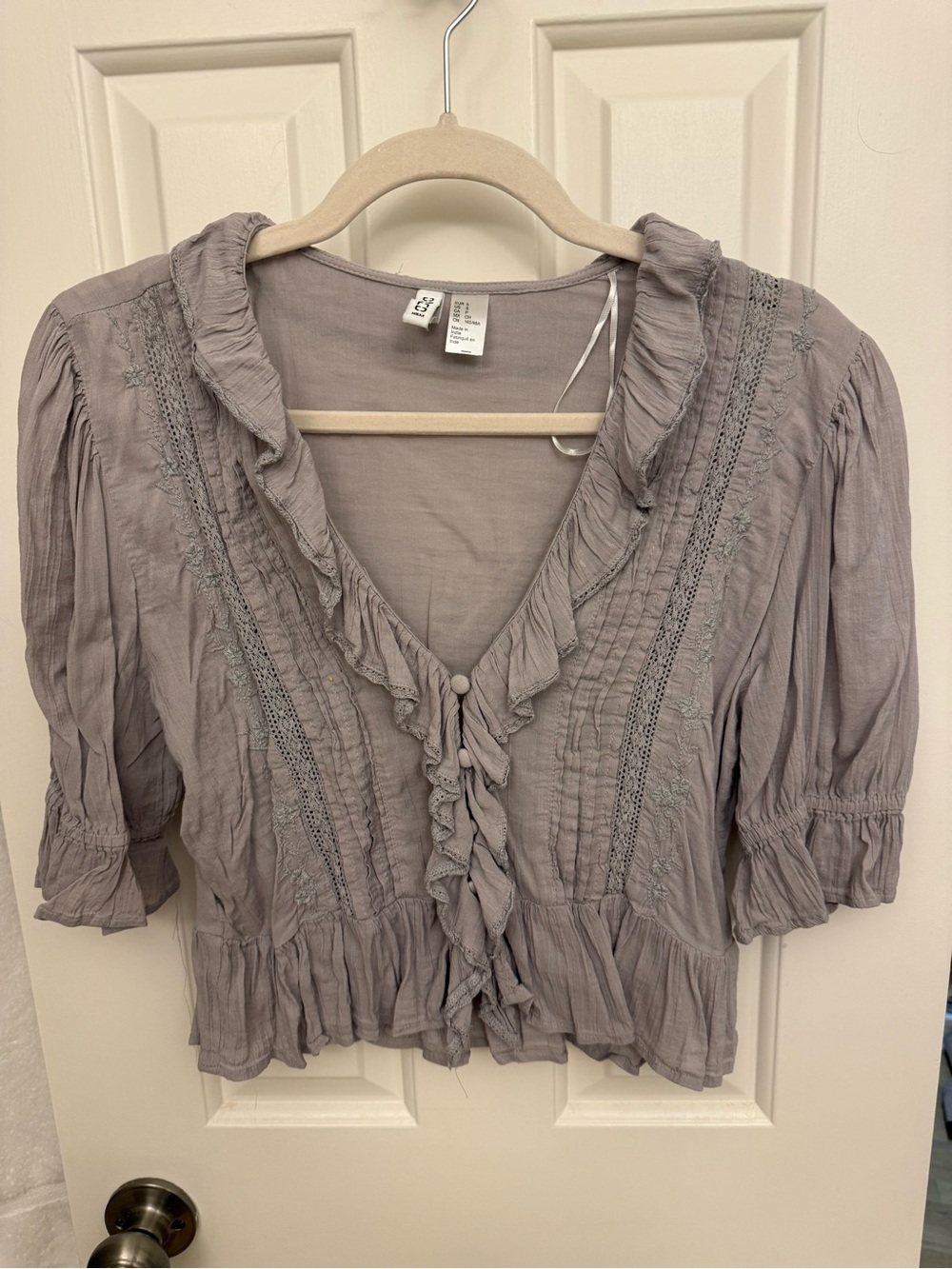Grey Ruffle Bohemian Top